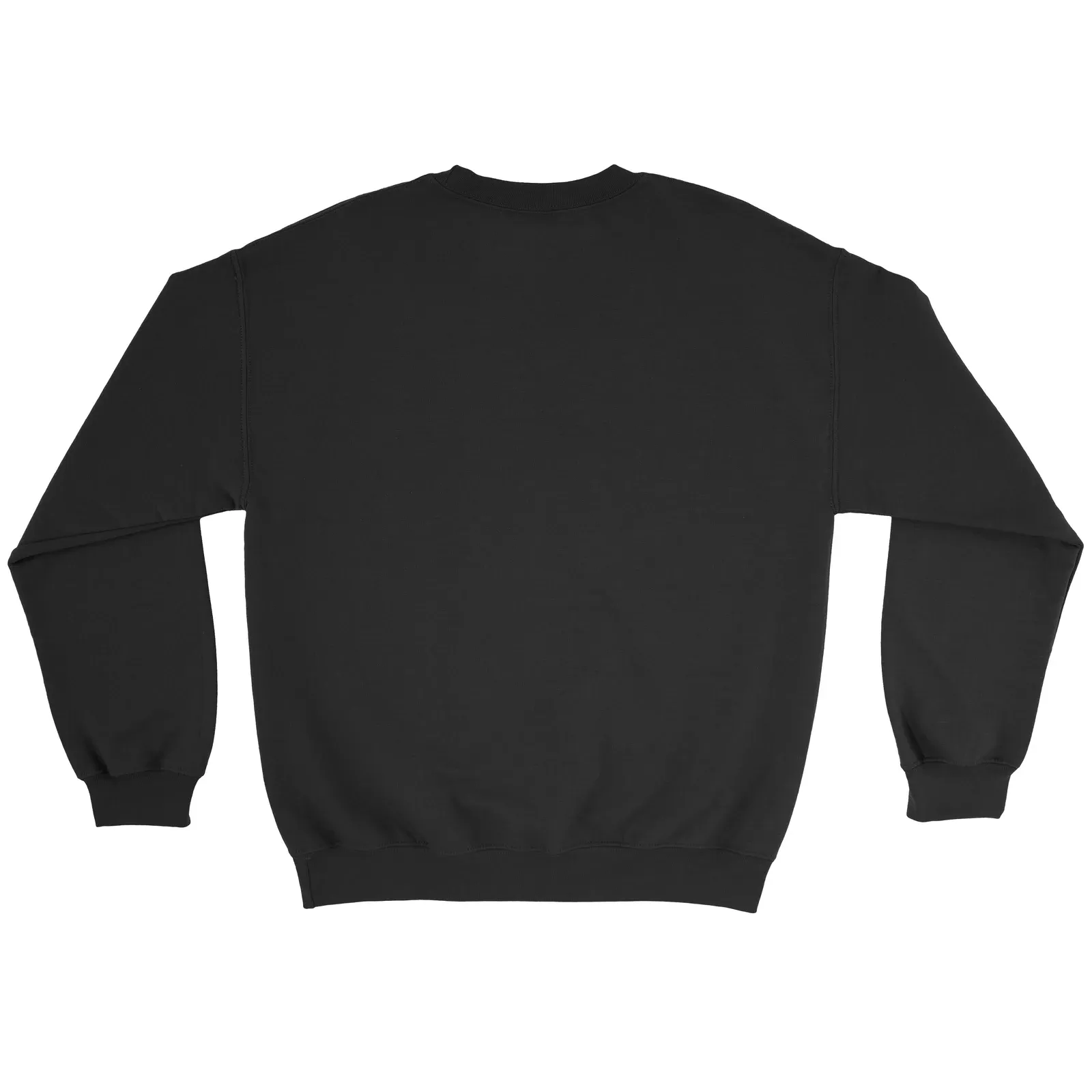The Happy Human sweater: black crewneck, HAPPY HUMAN across the chest, view 2